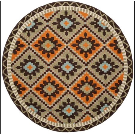 Safavieh 5 ft. 3 in. x 5 ft. 3 in. Veranda Round Area Rug; Green & Terracotta VER096-0742-5R